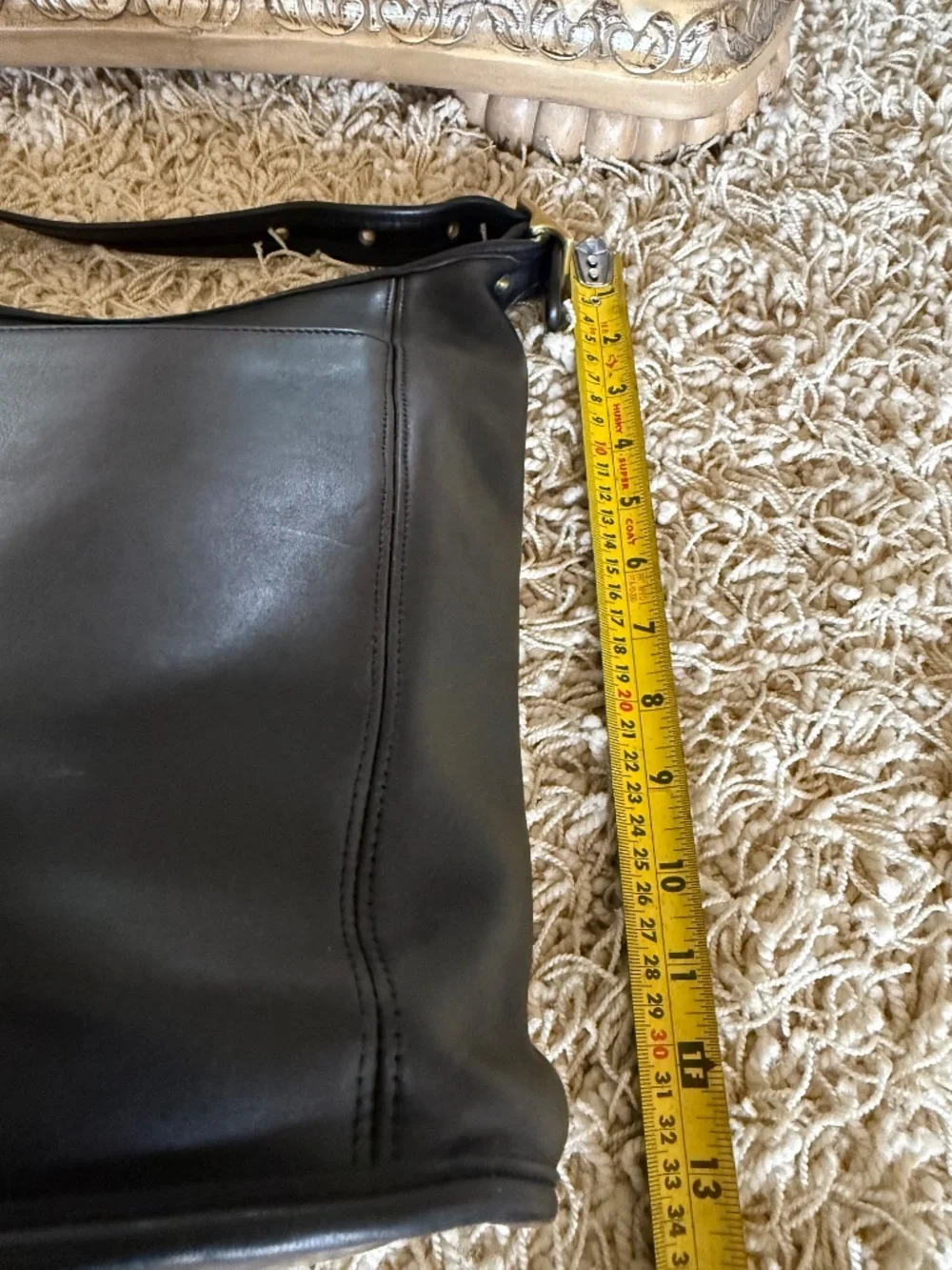 Vintage Coach 9060 Slim Duffle Sac Black Leather Made in Costa Rica 1999
